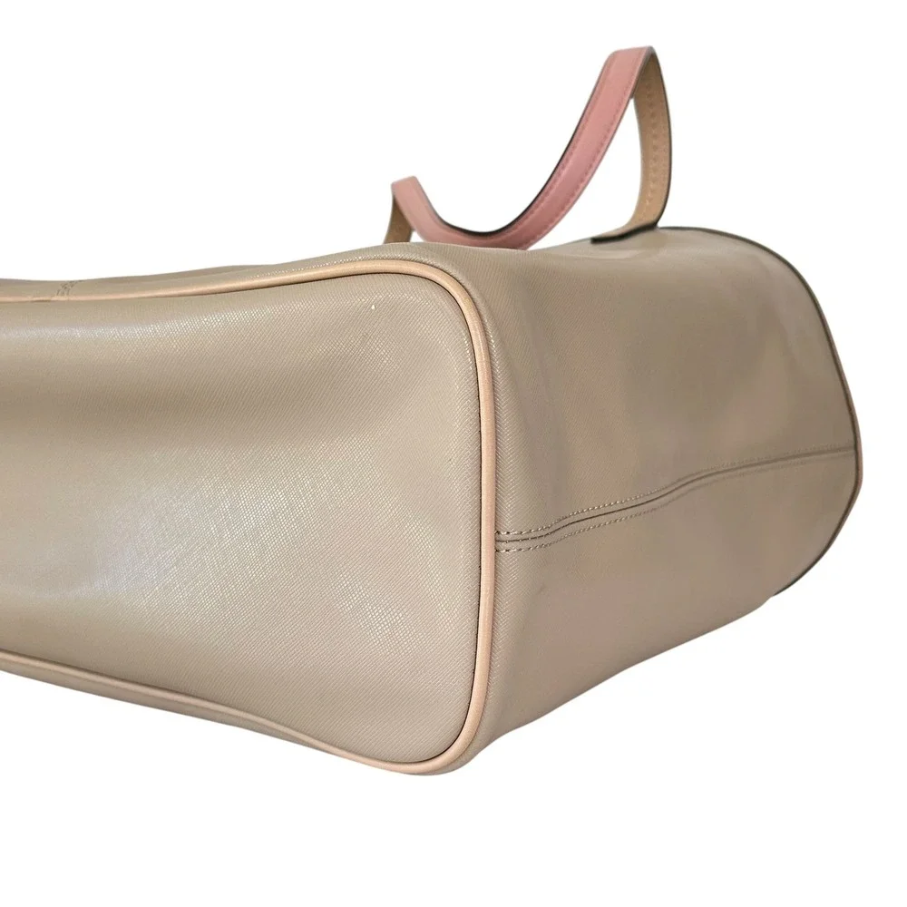 Coach Tote Bag Park‎ Metro F24341 Beige Leather Pink Trim Shoulder Purse